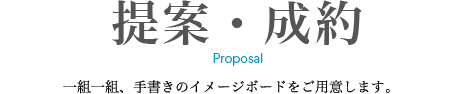 提案・成約　一組一組、手書きのイメージボードをご用意します。